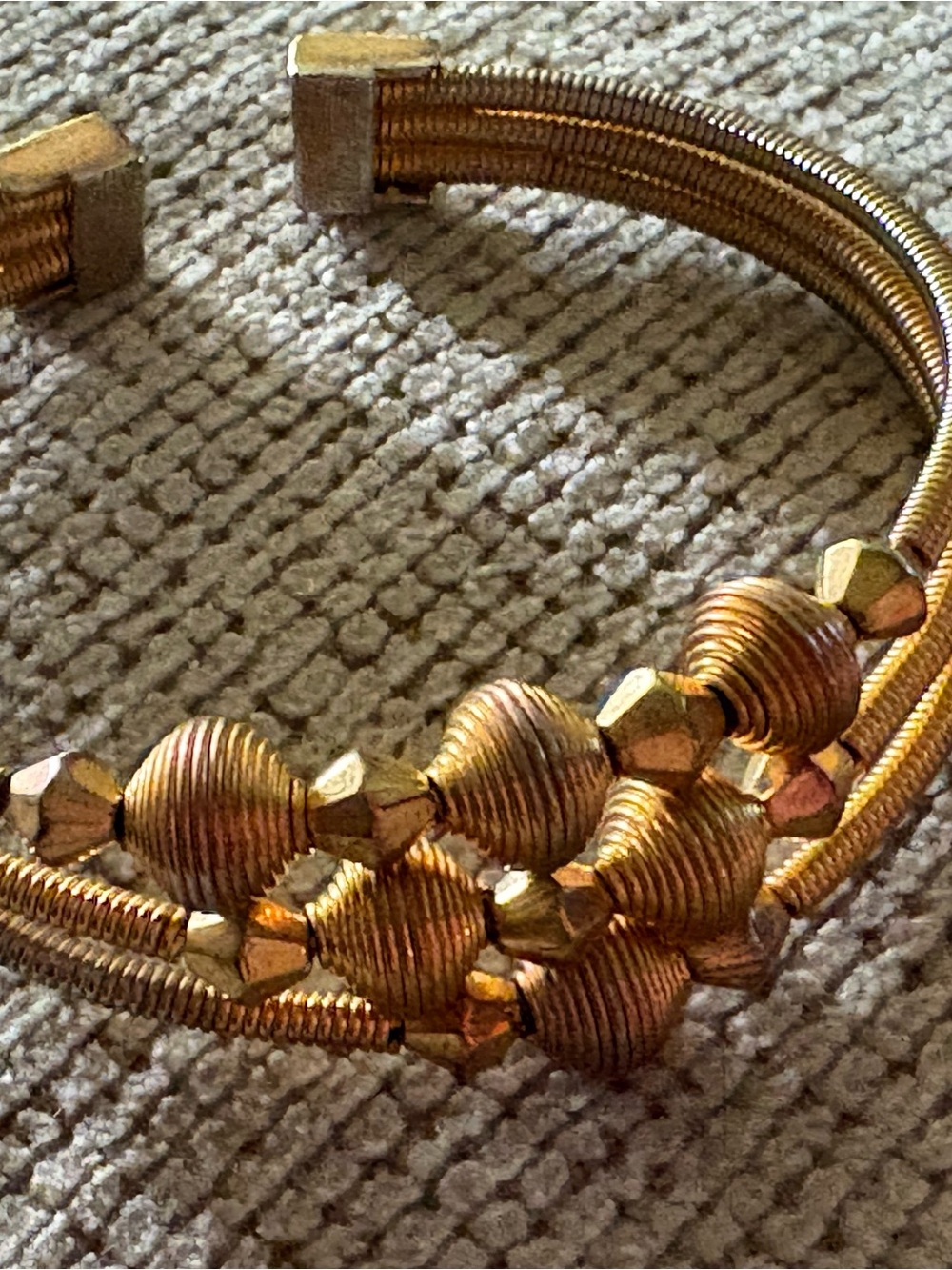 Vintage Gold Tone Beaded Cuff Bracelet - Women Jewelry